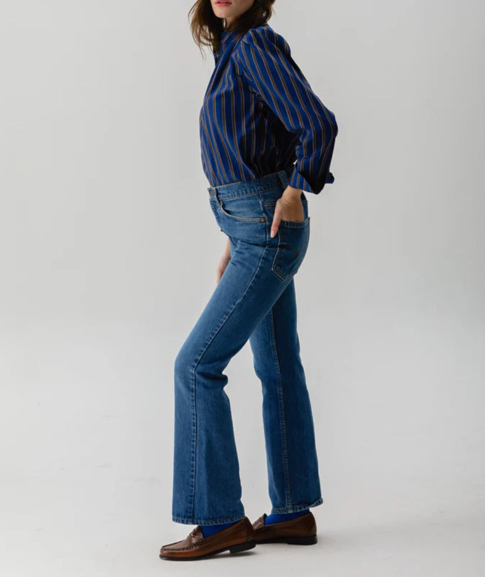 Cissa Bowood Stripe Blouse - Blue Guy