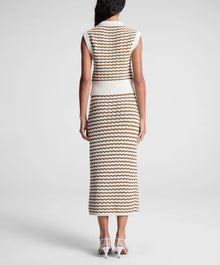 A.L.C. Alexis Striped Knit Skirt - Parchment/Aged Bronze