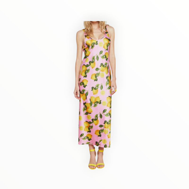 L'Agence Lemon Print Akiya Tank Dress - Cotton Candy