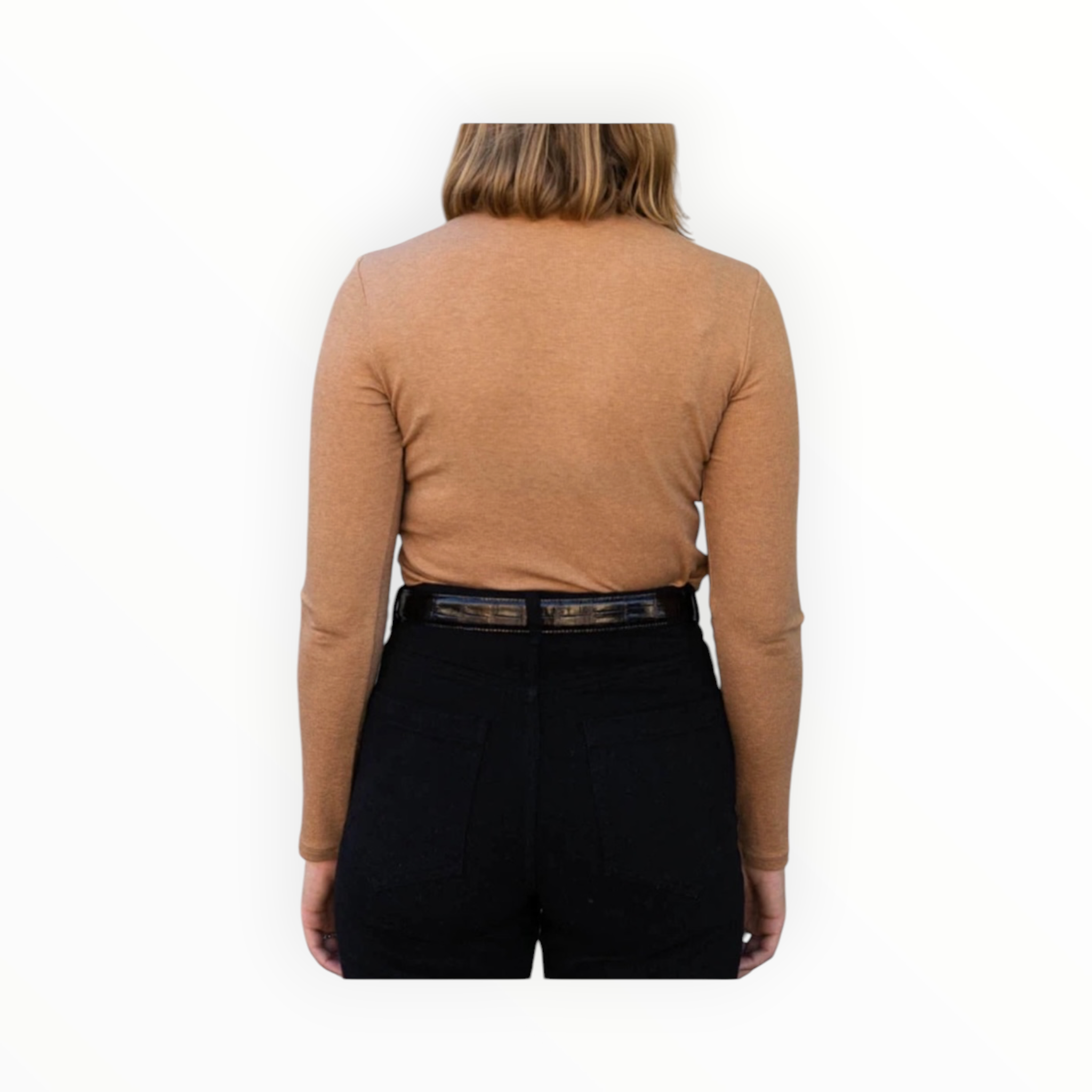 ecru Mock Neck Top - Camel