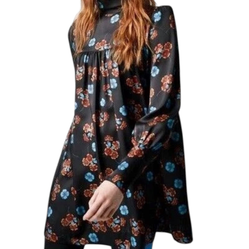 Smythe Mini Tunic Dress - Black Ground Floral