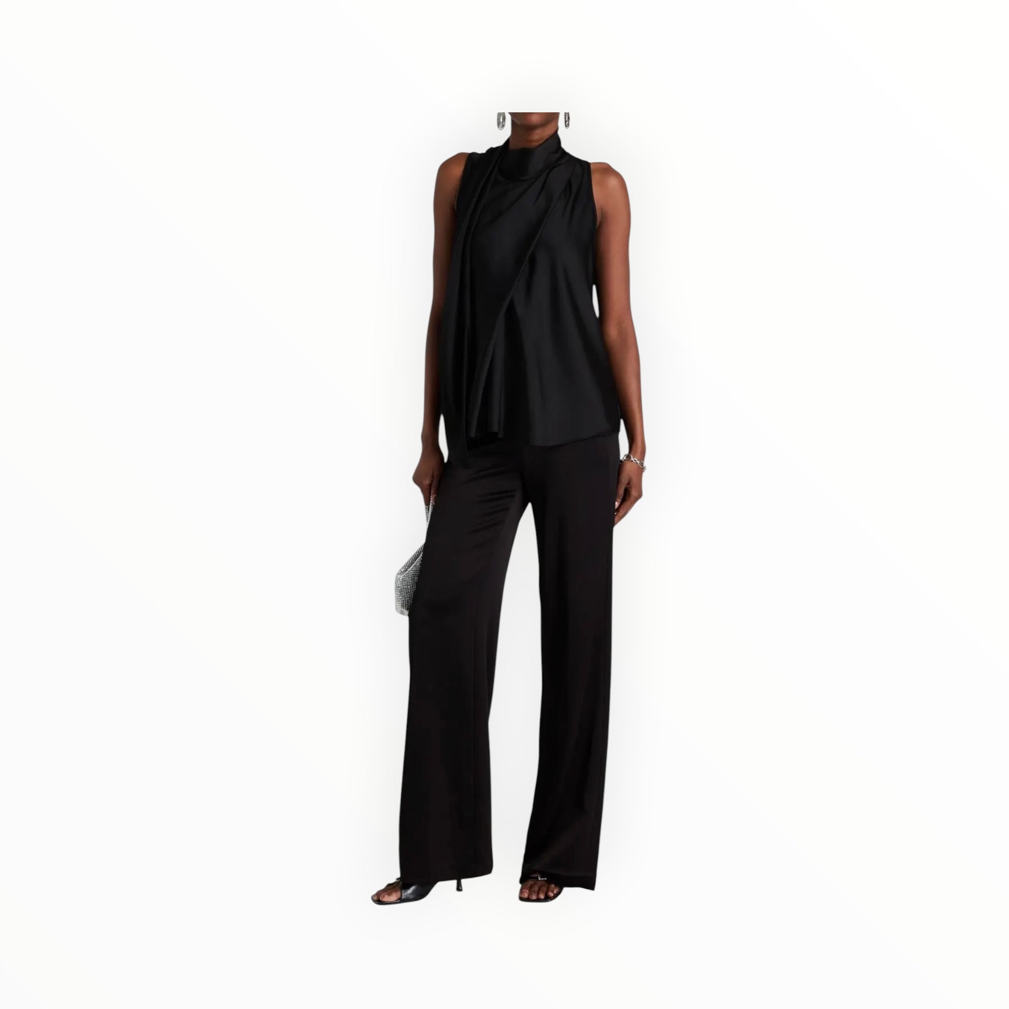 SIMKHAI McKinnon Tie Neck Top - Black