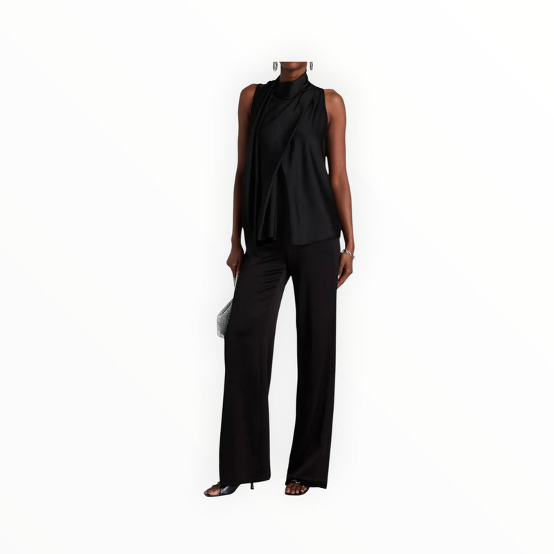 SIMKHAI McKinnon Tie Neck Top - Black