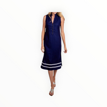 Sail To Sable Sleeveless Button Front Tunic with Ric-Rac - Navy