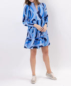 Sail to Sable Swirl Print Long Sleeve Tunic Flare Dress