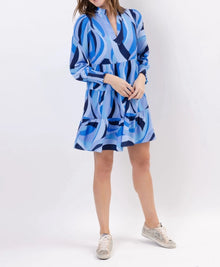 Sail to Sable Swirl Print Long Sleeve Tunic Flare Dress