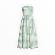 Du Paradis Marseille Stripe Strapless Fit & Flare Sundress - Ocean Green Stripe