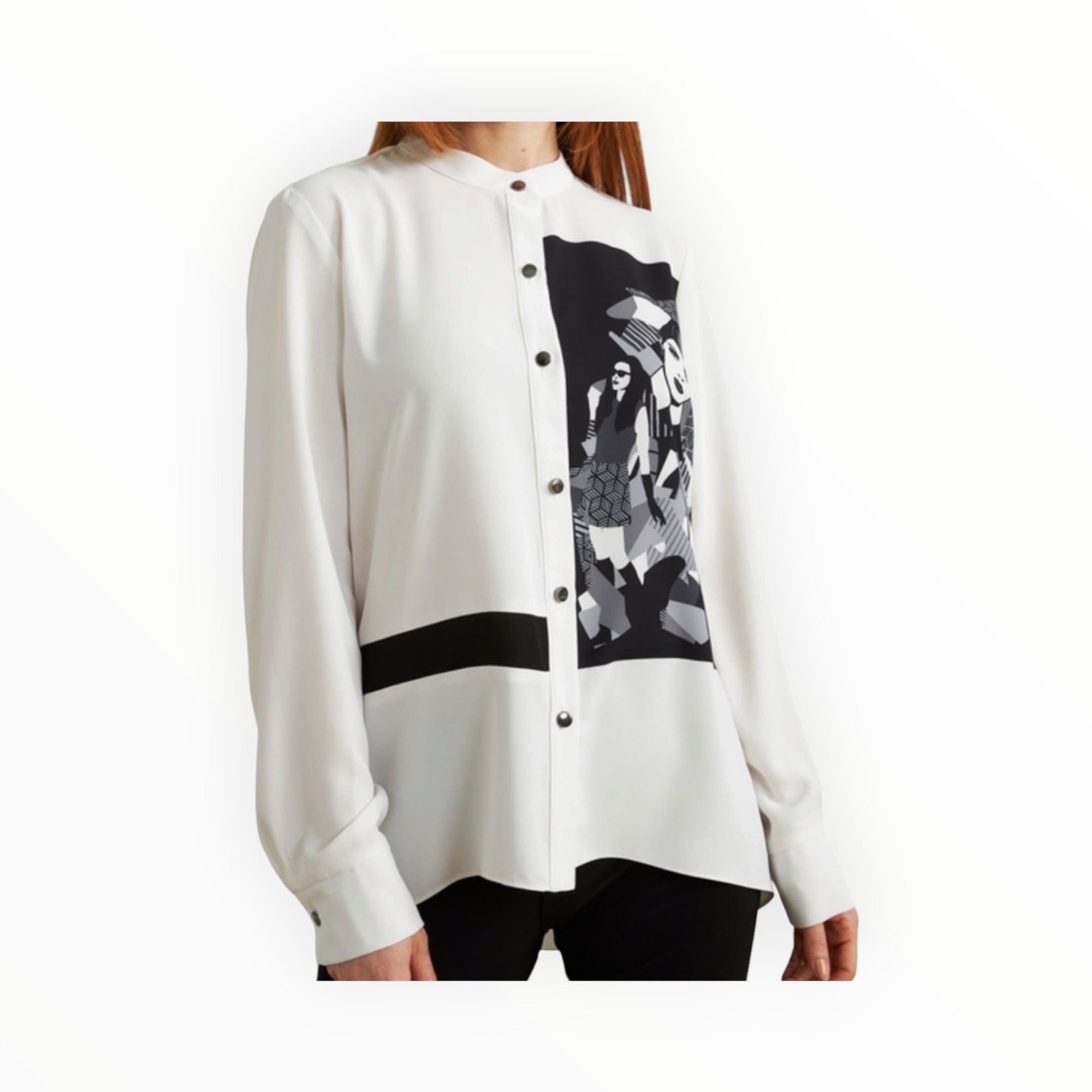 Joseph Ribkoff Printed Georgette Blouse - White