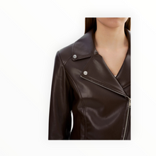 Lamarque Pascale Fitted Faux Leather Jacket - Dark Brown