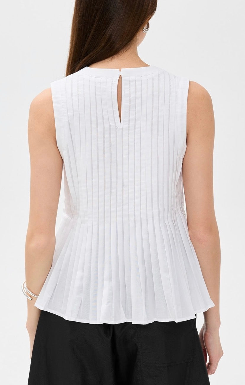 Meimeij Mini Pleats Sleeveless Top - Off White