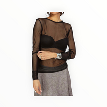 Brazeau Tricot Tulle Long Sleeve Tee - Coal Black
