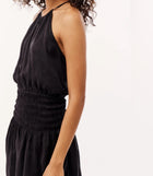 Bella Dahl Smocked Waist Halter Dress - Black