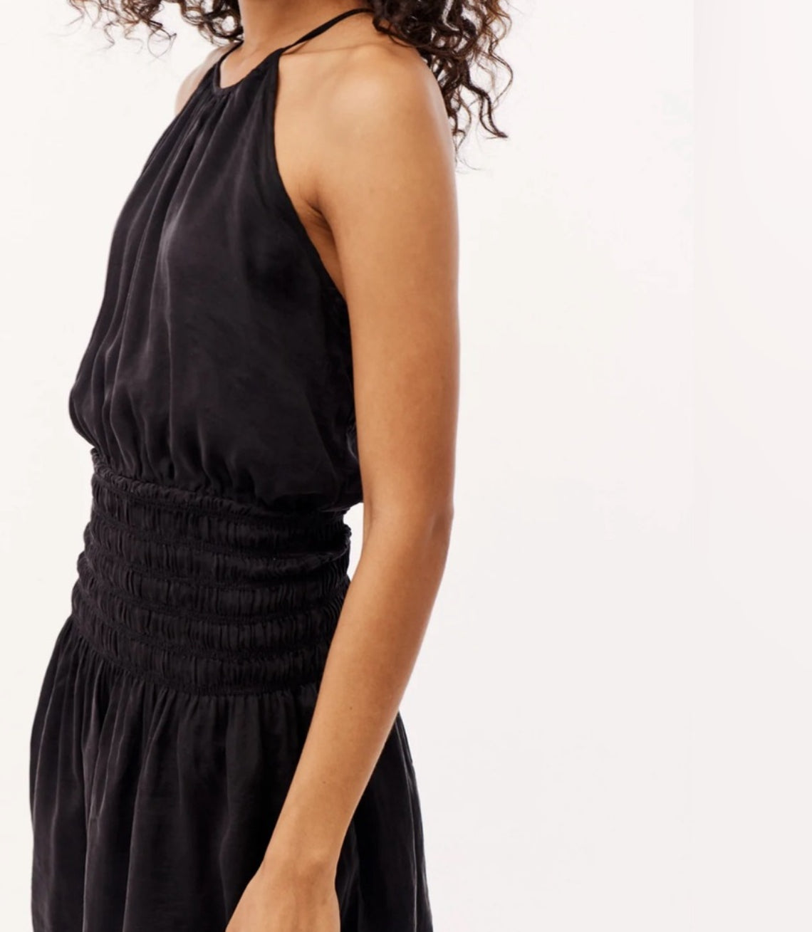 Bella Dahl Smocked Waist Halter Dress - Black