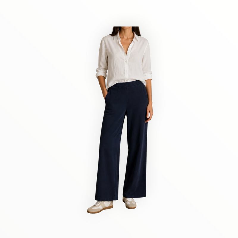 Bella Dahl Clean Front Wide Crop Leg Pant - Italian Navy