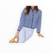Sail To Sable Striped Button Front Mini Jacket - Navy/White