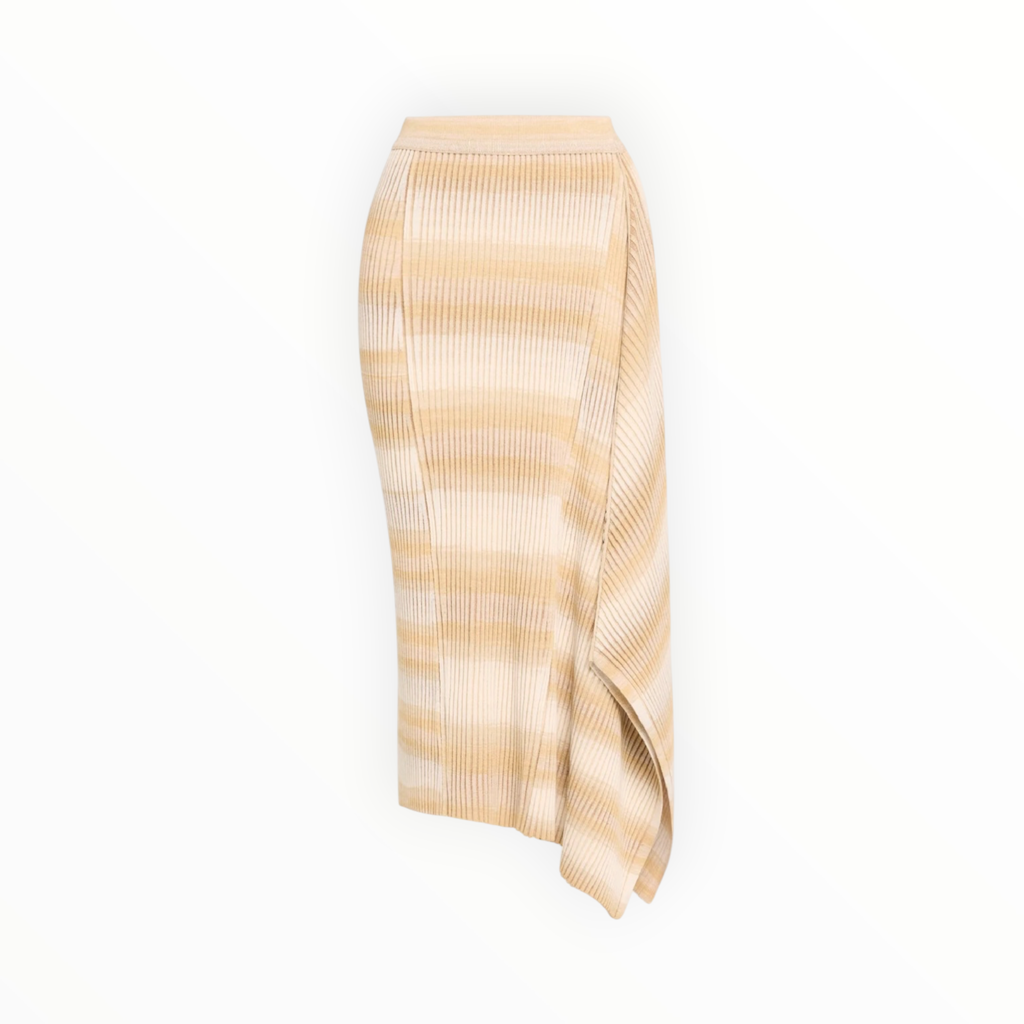 SIMKHAI Caelan Asymmetric Stripe Knit Skirt - Sand Multi