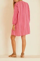 Natalie Martin Sammie Shirt Dress - Pink Stripe