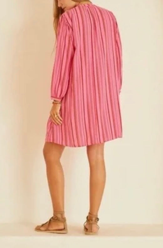 Natalie Martin Sammie Shirt Dress - Pink Stripe