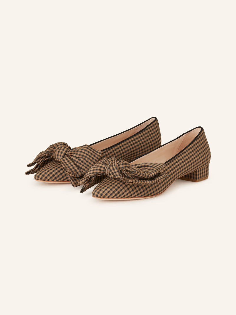 Loeffler Randall Noa Gingham Bow Flat - Brown/Black