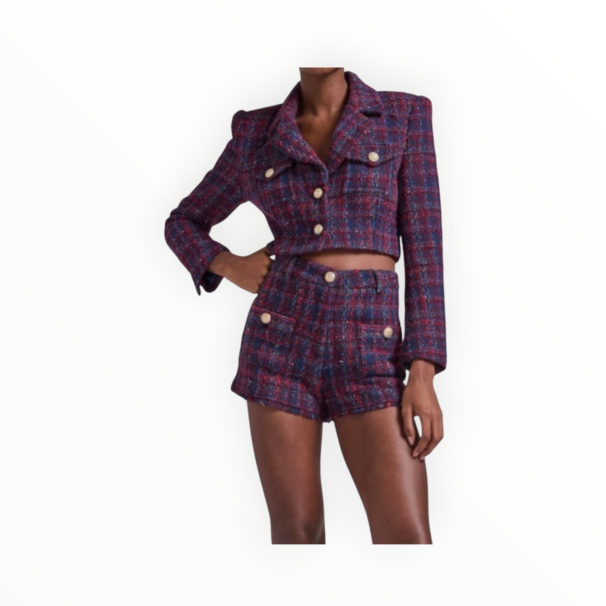 Generation Love Norah Tweed Blazer - Navy/Merlot