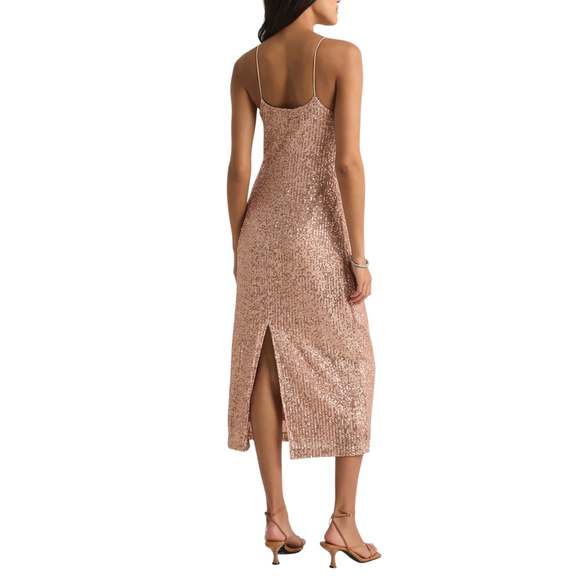 Z Supply Paulina Sequin Dress - Rose Gold