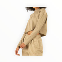 Moussy Vintage Cropped Long Sleeve Tee - Khaki