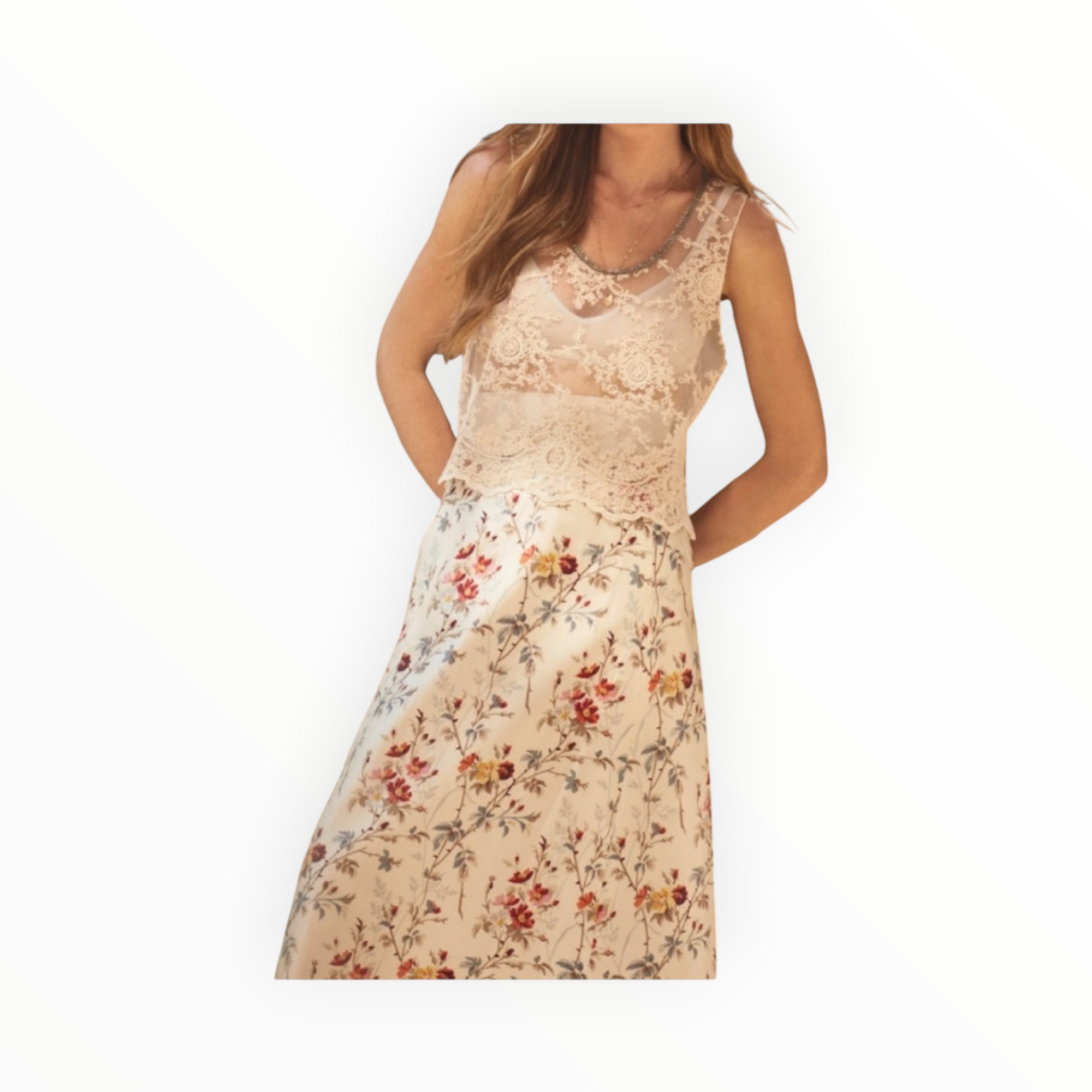 Black Iris Lace Shell Top - Ivory