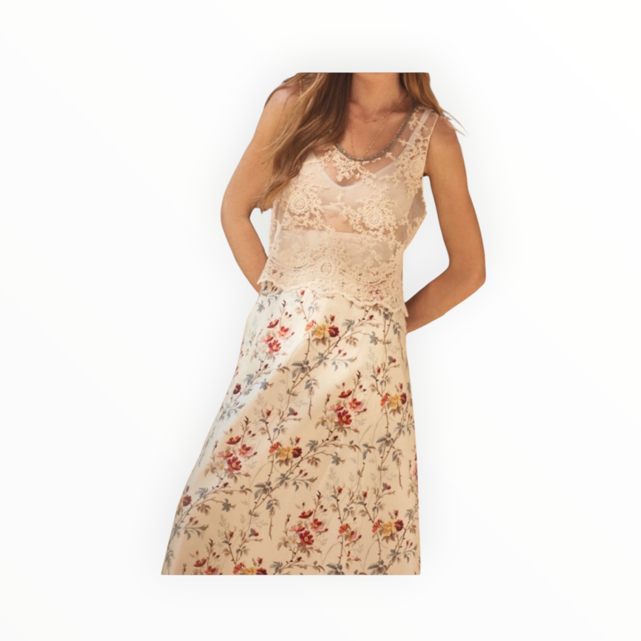 Black Iris Lace Shell Top - Ivory