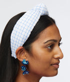 Lele Sadoughi Ivory Azure Knotted Seersucker Headband