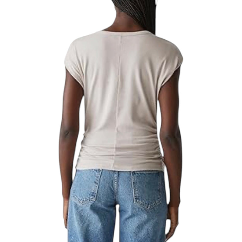 Michael Stars Joni Power Shoulder Tee - Cement