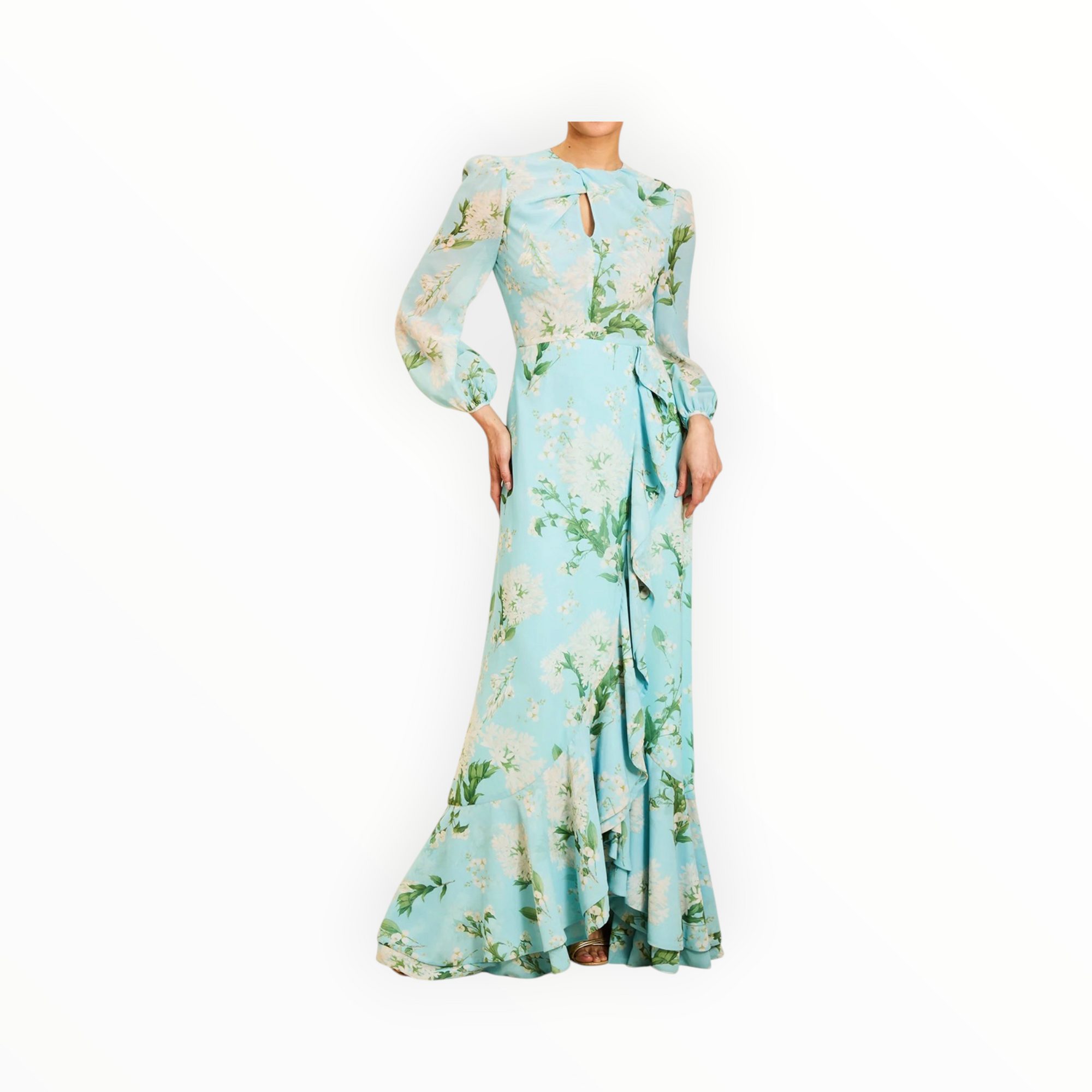 Mestiza Ophelia Chiffon Gown - Blue Botanica