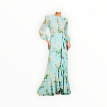 Mestiza Ophelia Chiffon Gown - Blue Botanica
