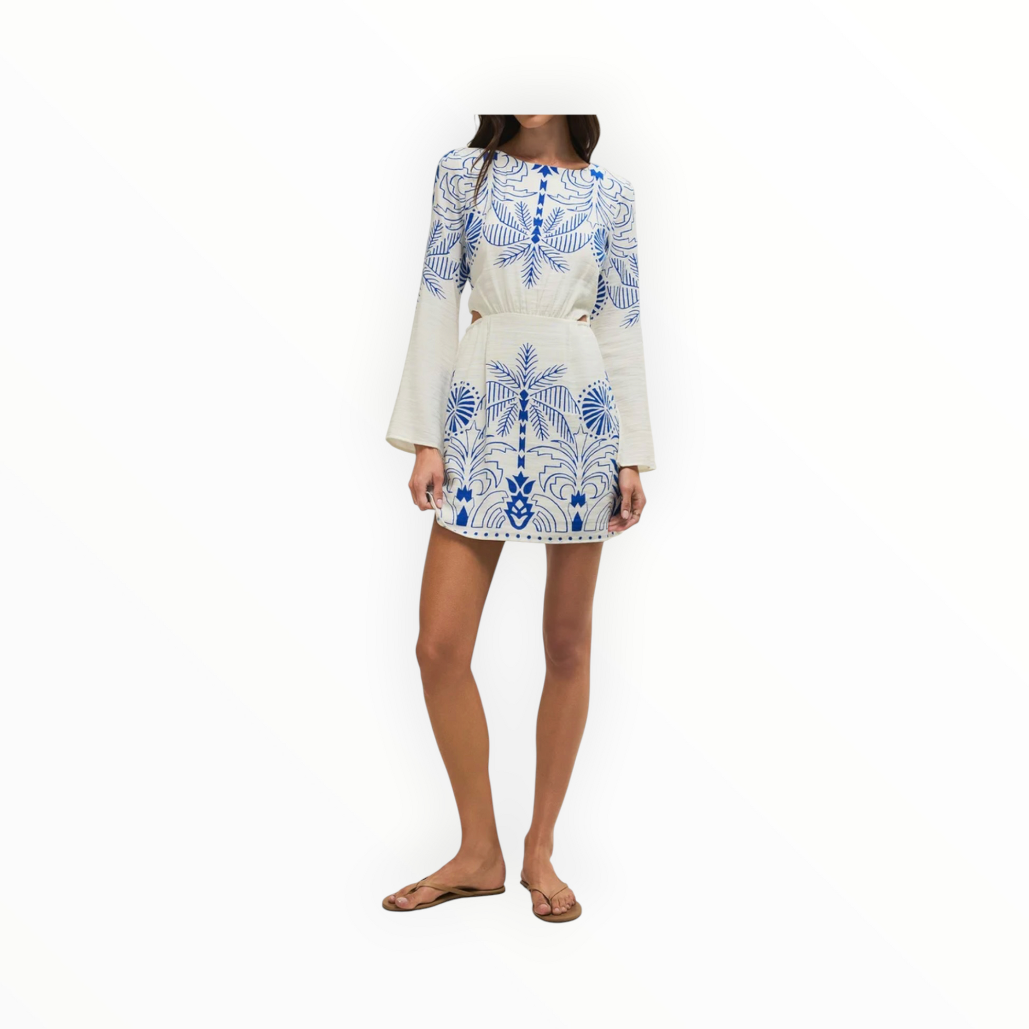 Z Supply Tahina Airy Palm Mini Dress - Nautical Cobalt Blue