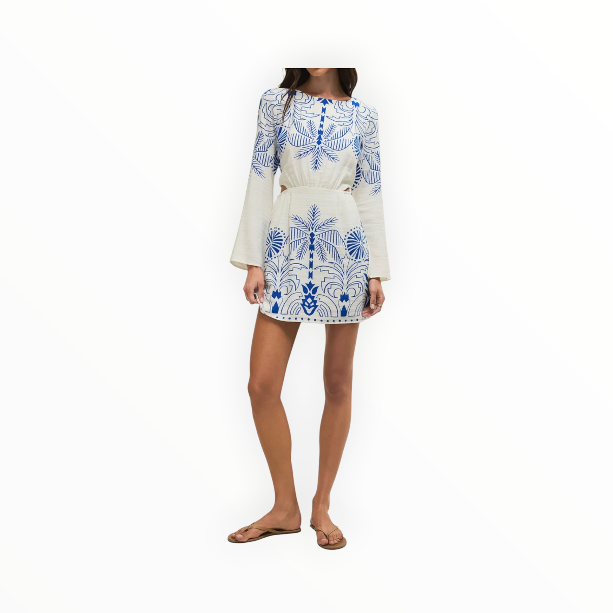 Z Supply Tahina Airy Palm Mini Dress - Nautical Cobalt Blue