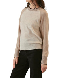 27 Miles Malibu Proctor Cashmere Baseball Pullover - Coconut/Oatmeal/Espresso