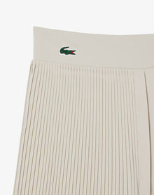 Lacoste Women's Pleated Lined Tennis Shorts - Grey/Yellow
