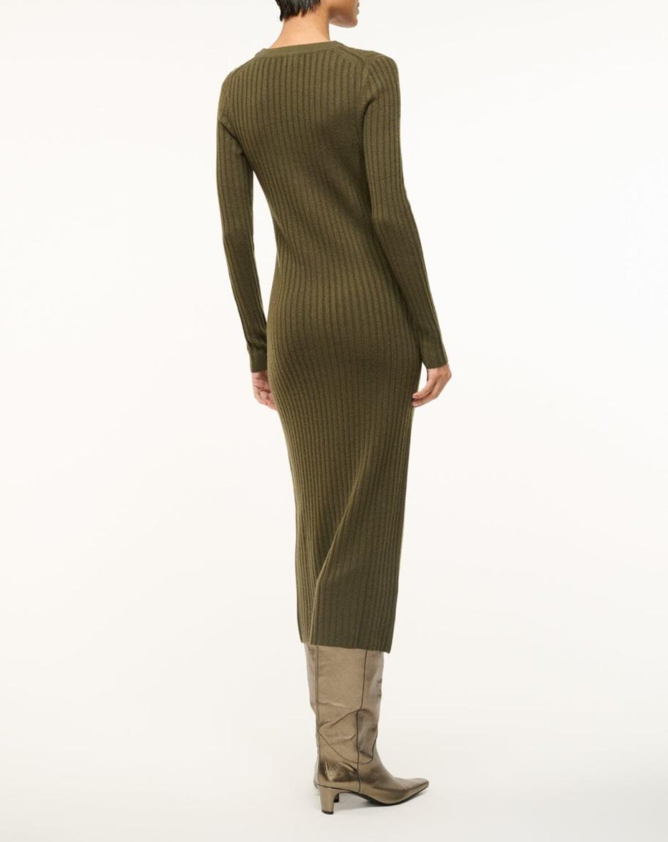 STAUD Shoko Cashmere Sweater Dress - Olive