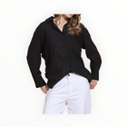 Jessie Liu Cotton Shirt with 3-D Applique Lace Back - Black