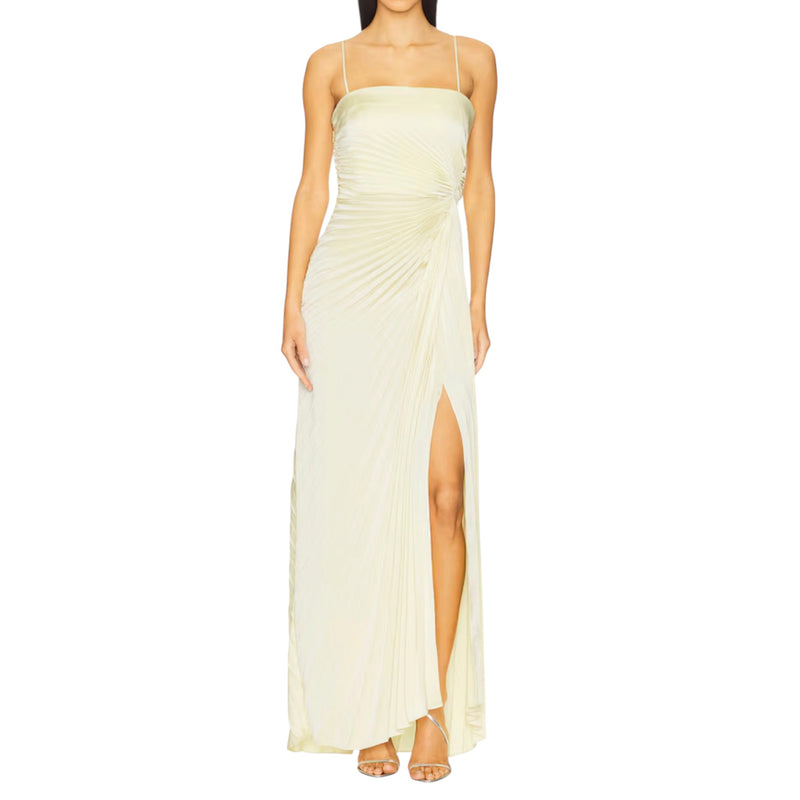 A.L.C. Layla Strapless Pleated Gown - Light Canary