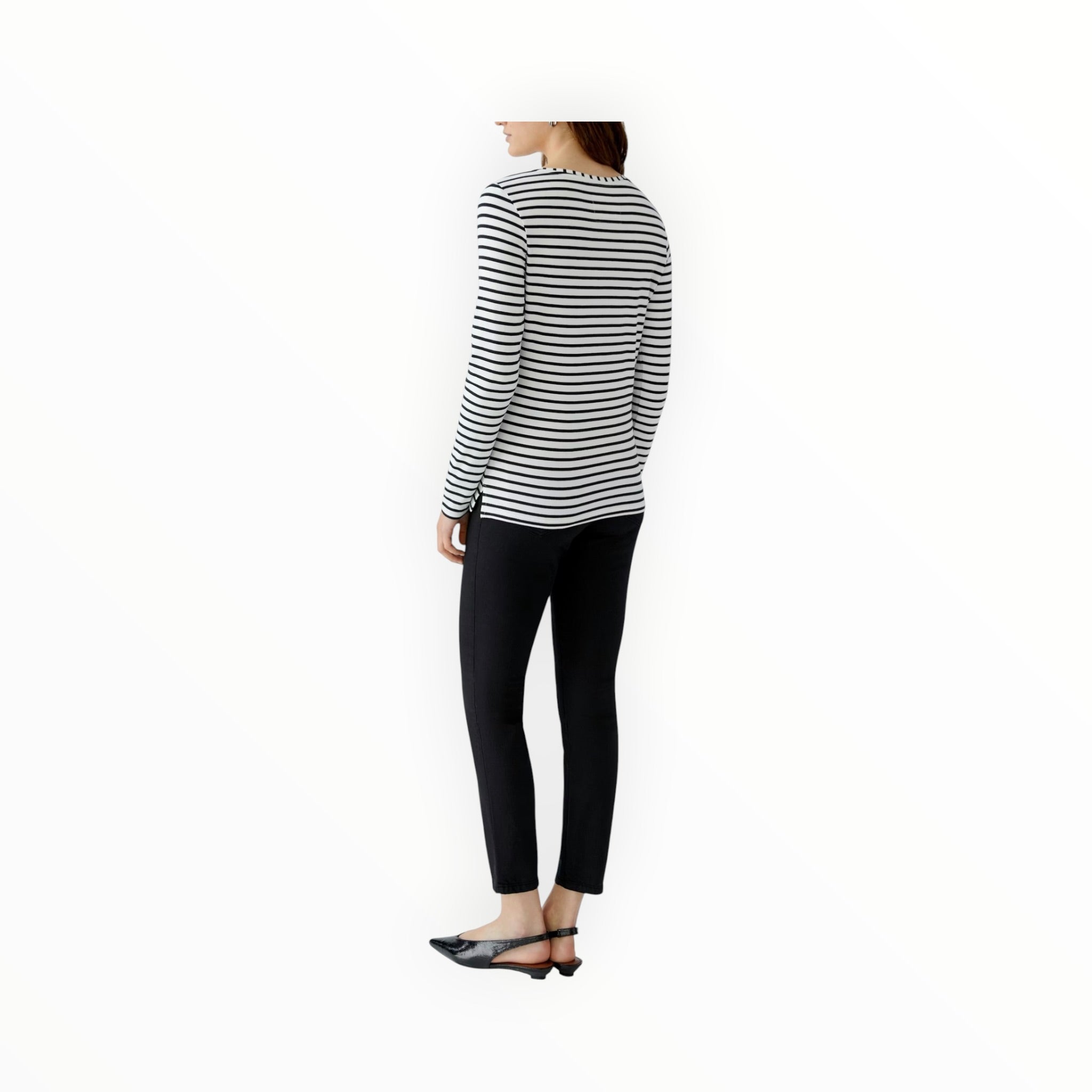 Oui Sumiko Shirt - Black/Off White
