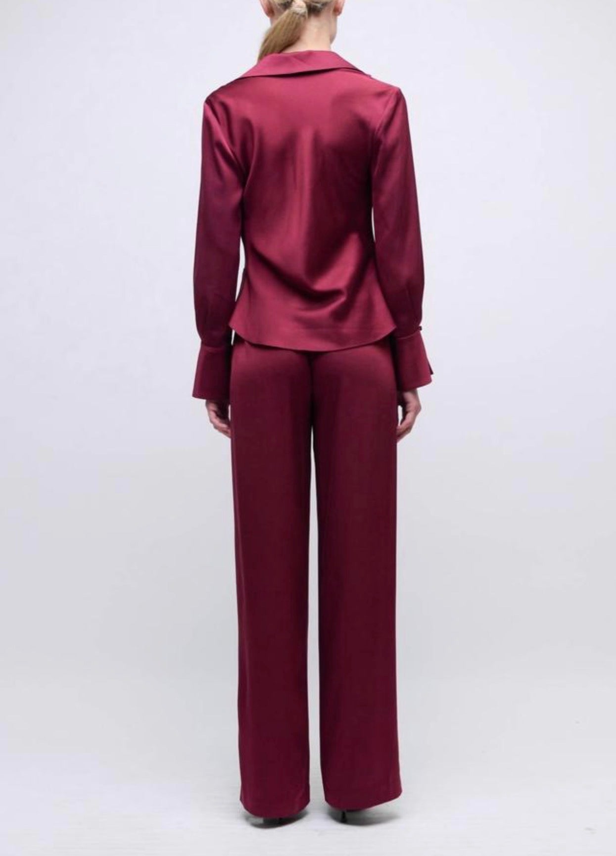 SIMKHAI Symone Satin Top - Cranberry