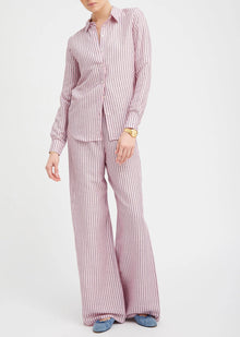 SPRWMN Pink Indigo Stripe Linen Fonda Button Down
