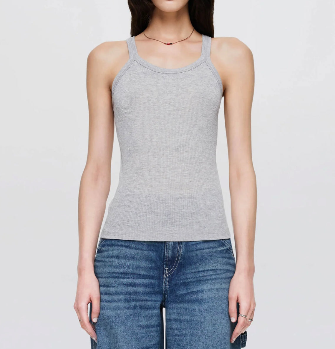 Re/Done Hanes Ribbed Tank - Heather Grey