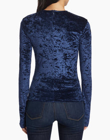 Frame Velvet Long Sleeve Top - Blu Scuro