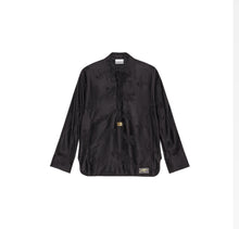 GANNI Satin Jacquard Tie String Shirt - Black