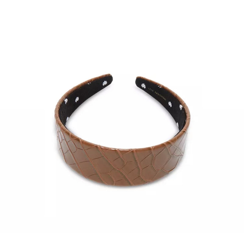 Lele Sadoughi Cher Croc Embossed Headband - Cedar Brown