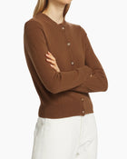 Nili Lotan March Crewneck Cashmere Cardigan - Coffee