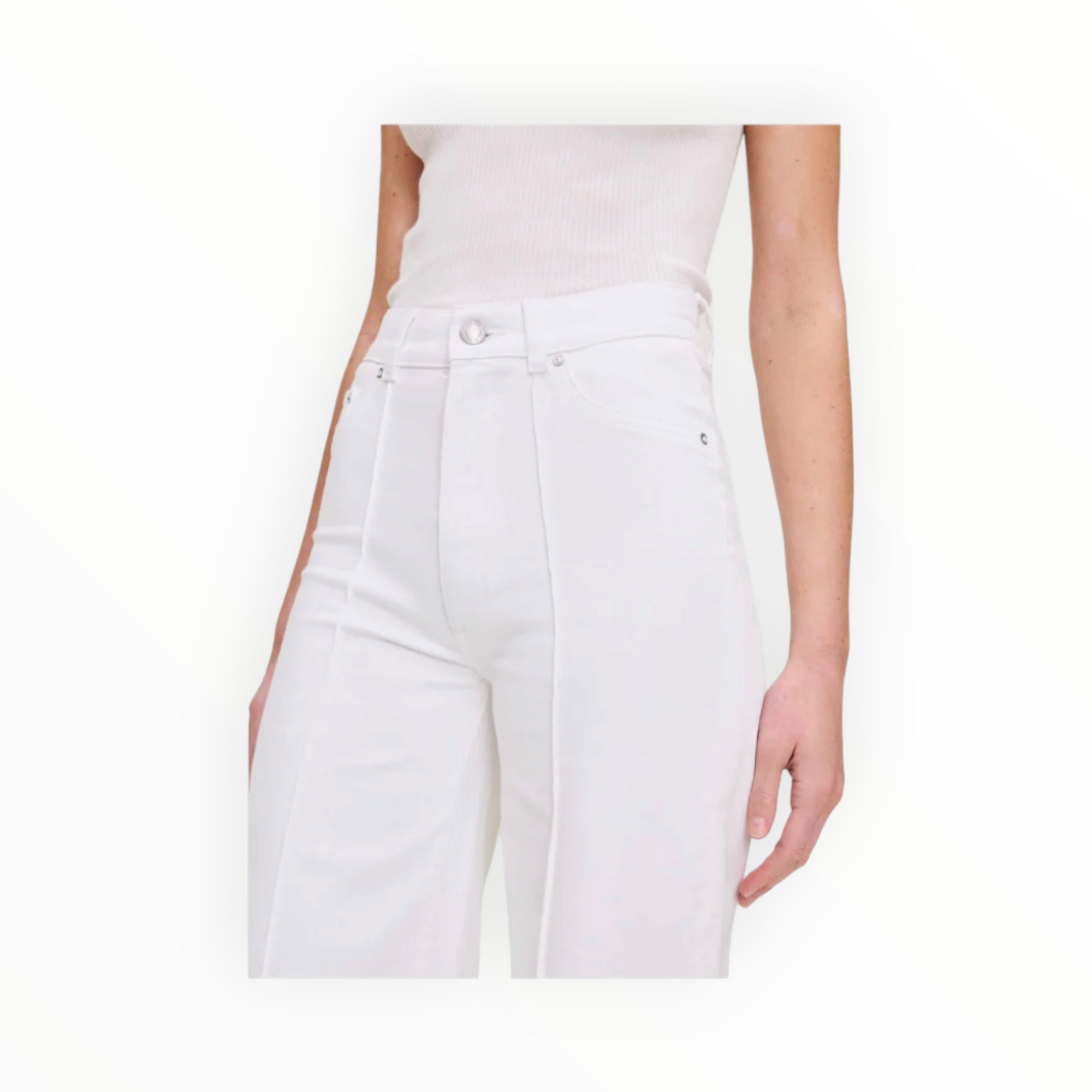 DL1961 Hepburn Wide Leg High Rise - White Pintuck