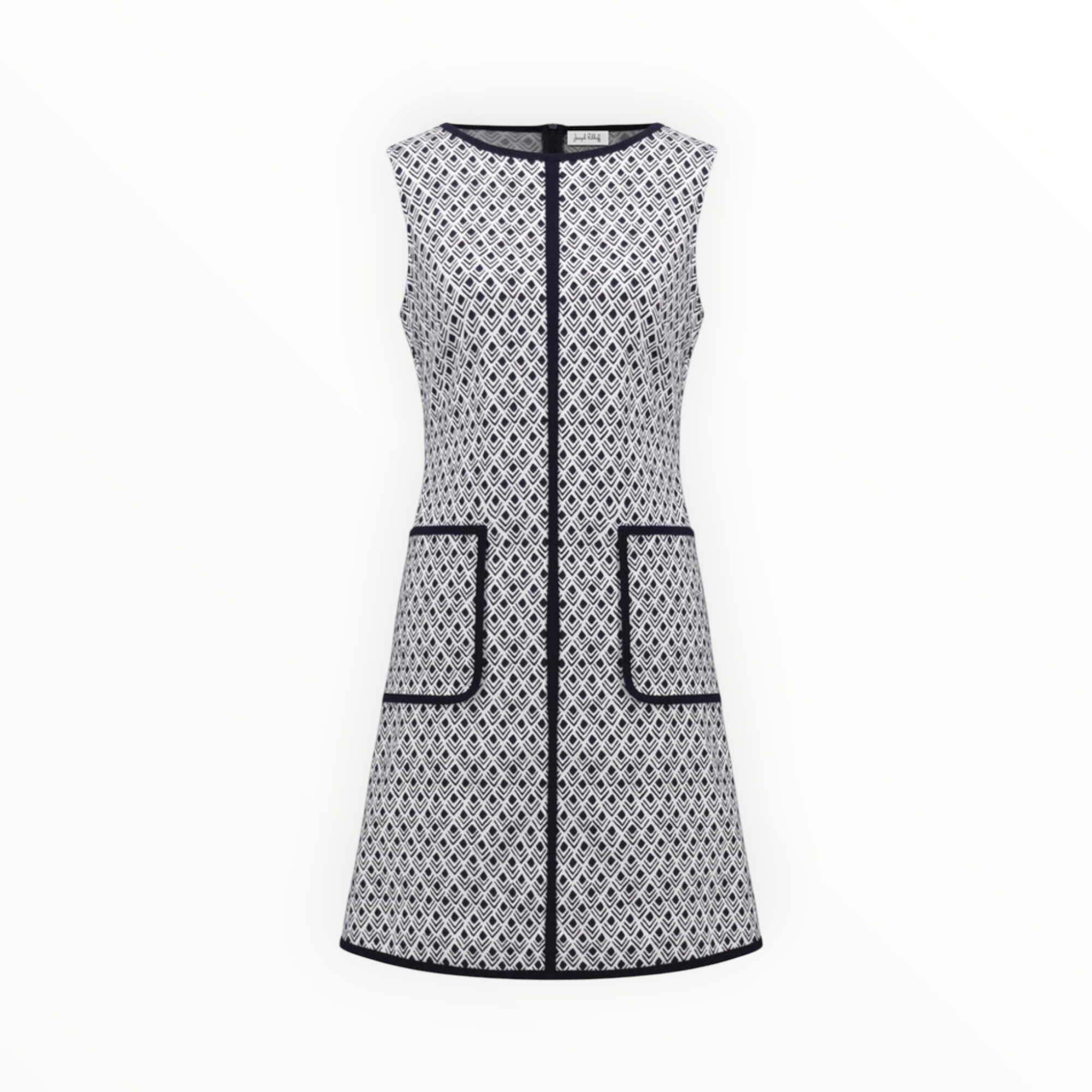 Joseph Ribkoff Mini Shift Dress With Pockets - Vanilla/Midnight Blue