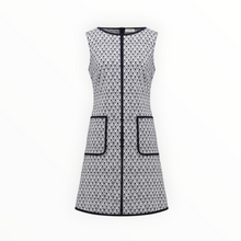 Joseph Ribkoff Mini Shift Dress With Pockets - Vanilla/Midnight Blue